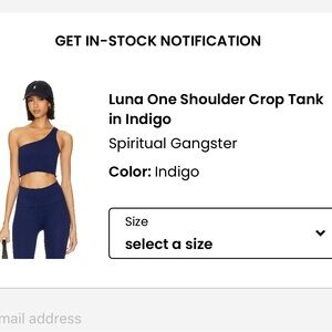Spiritual Gangster Luna One Shoulder Crop Tank in Navy